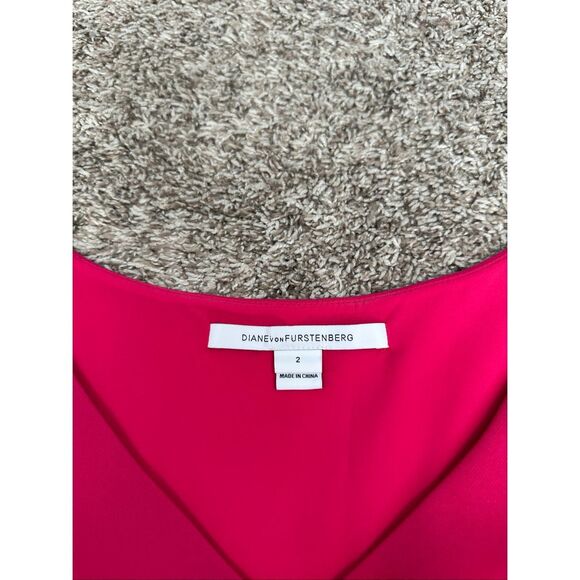 Diane von Furstenberg Bevin Sleeveless V-Neck Sheath Dress Pink Ruched Size 2 - Picture 5 of 11